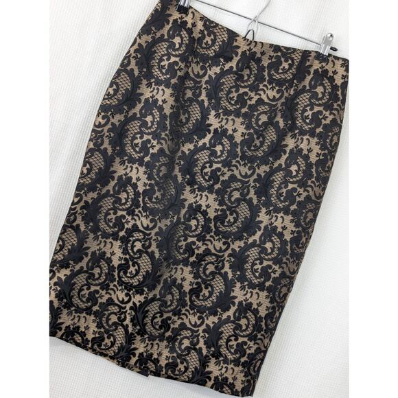 NWOT! WORTHINGTON! TAPESTRY WOVEN BLACK, GOLD "NUDE" SKIRT! SZ 10 - Picture 1 of 7